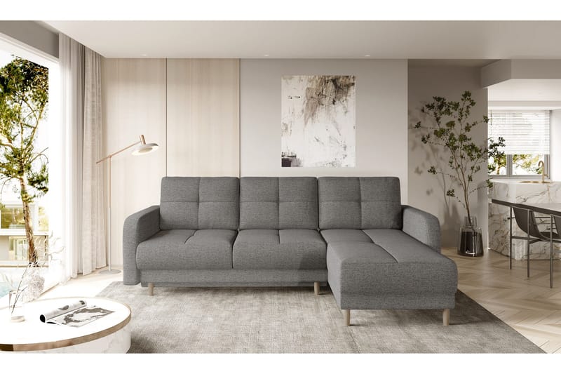 Vuodesohva divaanilla Hatwall säilytyksellä 3:n ist - Harmaa - Huonekalut - Sohva - Vuodesohva