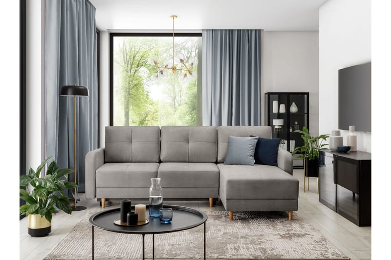 Vuodesohva divaanilla Hatwall säilytyksellä 3:n ist - Harmaa - Huonekalut - Sohva - Vuodesohva