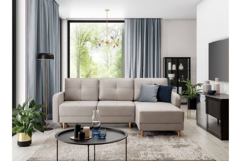 Vuodesohva divaanilla Hatwall säilytyksellä 3:n ist - Harmaa - Huonekalut - Sohva - Vuodesohva