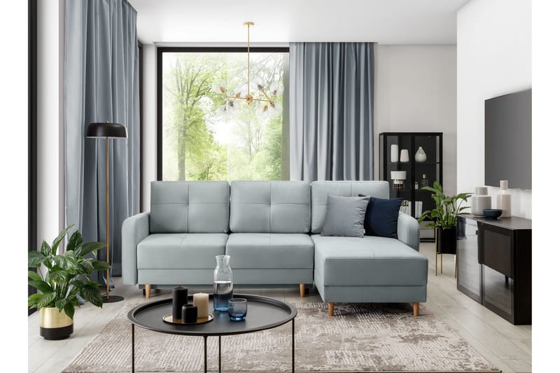 Vuodesohva divaanilla Hatwall säilytyksellä 3:n ist - Harmaa - Huonekalut - Sohva - Vuodesohva