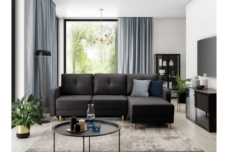 Vuodesohva divaanilla Hatwall säilytyksellä 3:n ist - Tummanharmaa - Huonekalut - Sohva - Vuodesohva