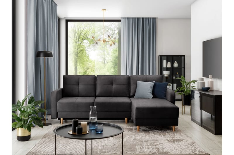 Vuodesohva divaanilla Hatwall säilytyksellä 3:n ist - Tummanharmaa - Huonekalut - Sohva - Vuodesohva