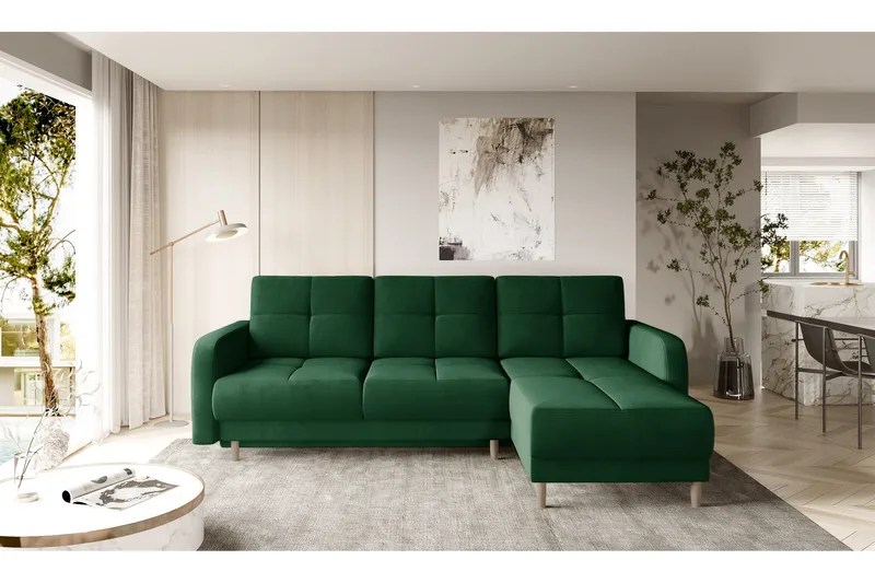 Vuodesohva divaanilla Hatwall säilytyksellä 3:n ist - Tummanvihreä - Huonekalut - Sohva - Vuodesohva