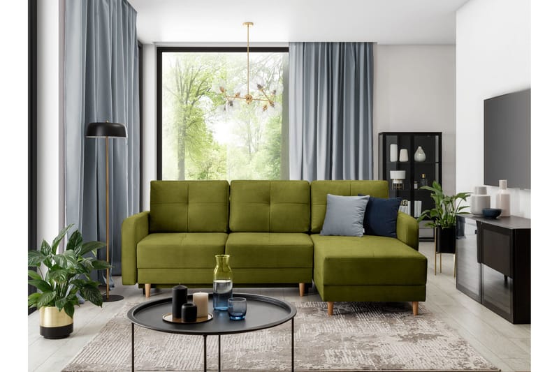 Vuodesohva divaanilla Hatwall säilytyksellä 3:n ist - Vihreä - Huonekalut - Sohva - Vuodesohva