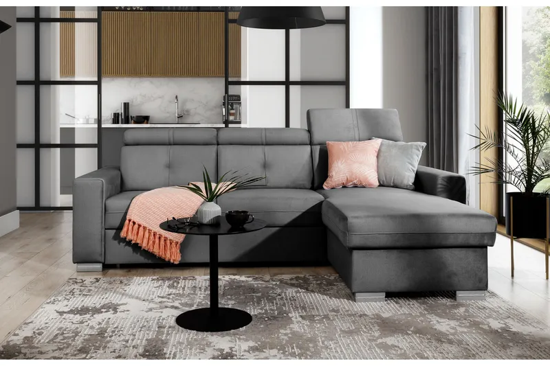 Vuodesohva divaanilla Hazara säilytyksellä 3:n ist - Harmaa - Huonekalut - Sohva - Vuodesohva