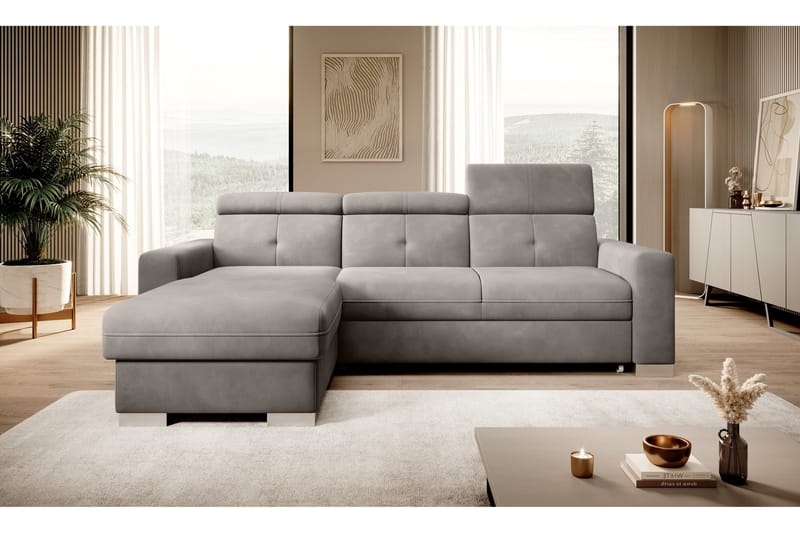 Vuodesohva divaanilla Hazara säilytyksellä 3:n ist - Harmaa - Huonekalut - Sohva - Vuodesohva