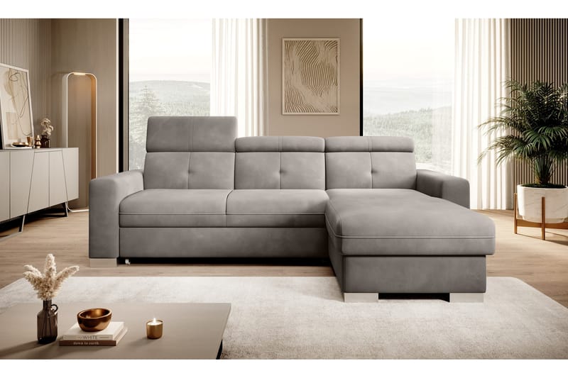 Vuodesohva divaanilla Hazara säilytyksellä 3:n ist - Harmaa - Huonekalut - Sohva - Vuodesohva