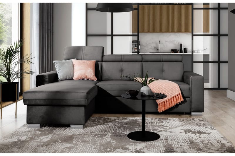 Vuodesohva divaanilla Hazara säilytyksellä 3:n ist - Harmaa - Huonekalut - Sohva - Vuodesohva