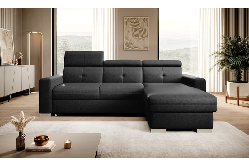 Vuodesohva divaanilla Hazara säilytyksellä 3:n ist - Musta - Huonekalut - Sohva - Vuodesohva