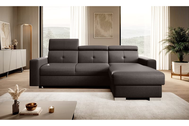 Vuodesohva divaanilla Hazara säilytyksellä 3:n ist - Tummanruskea - Huonekalut - Sohva - Vuodesohva