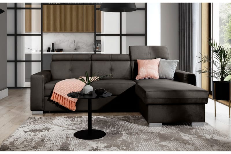 Vuodesohva divaanilla Hazara säilytyksellä 3:n ist - Tummanruskea - Huonekalut - Sohva - Vuodesohva