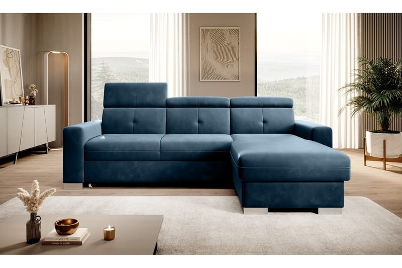 Vuodesohva divaanilla Hazara säilytyksellä 3:n ist - Tummansininen - Huonekalut - Sohva - Vuodesohva