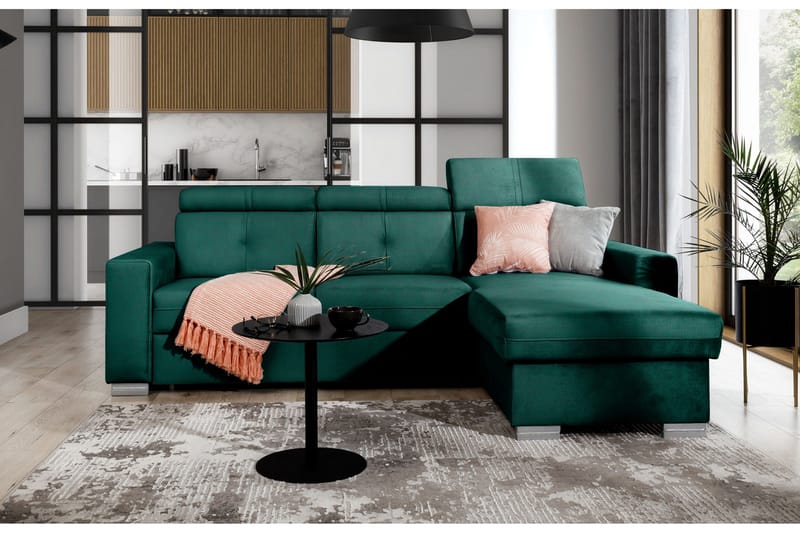 Vuodesohva divaanilla Hazara säilytyksellä 3:n ist - Tummanvihreä - Huonekalut - Sohva - Vuodesohva