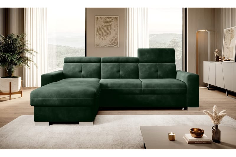 Vuodesohva divaanilla Hazara säilytyksellä 3:n ist - Tummanvihreä - Huonekalut - Sohva - Vuodesohva