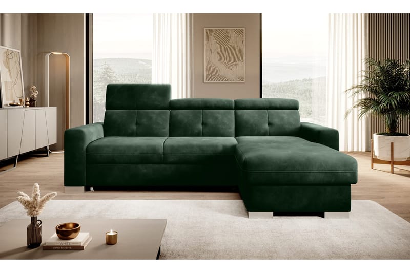 Vuodesohva divaanilla Hazara säilytyksellä 3:n ist - Tummanvihreä - Huonekalut - Sohva - Vuodesohva