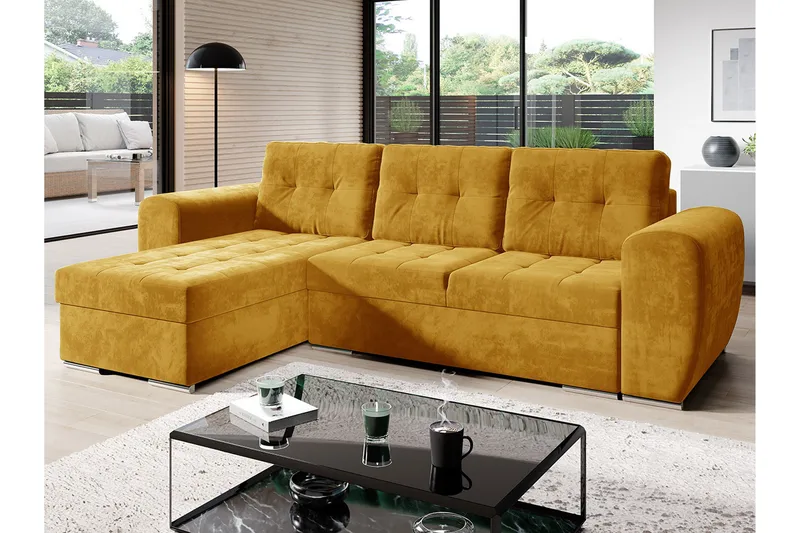 Vuodesohva Divaanilla - Keltainen - Huonekalut - Sohva - Vuodesohva