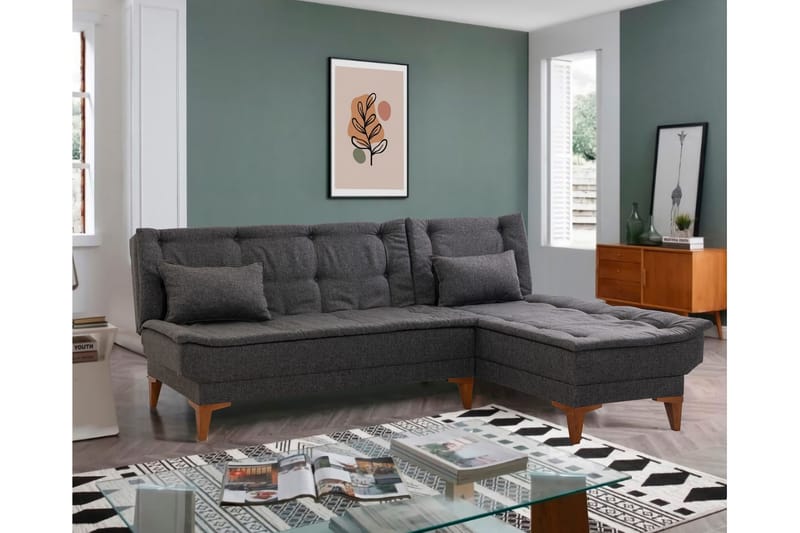 Vuodesohva divaanilla Longburn 4:n ist 107x205 - Antrasiitti - Huonekalut - Sohva - Vuodesohva