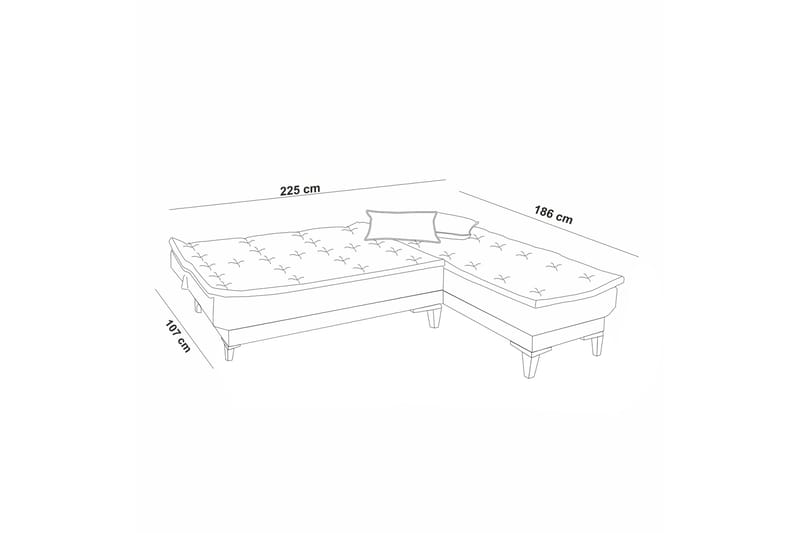 Vuodesohva divaanilla Longburn 4:n ist 107x205 - Antrasiitti - Huonekalut - Sohva - Vuodesohva