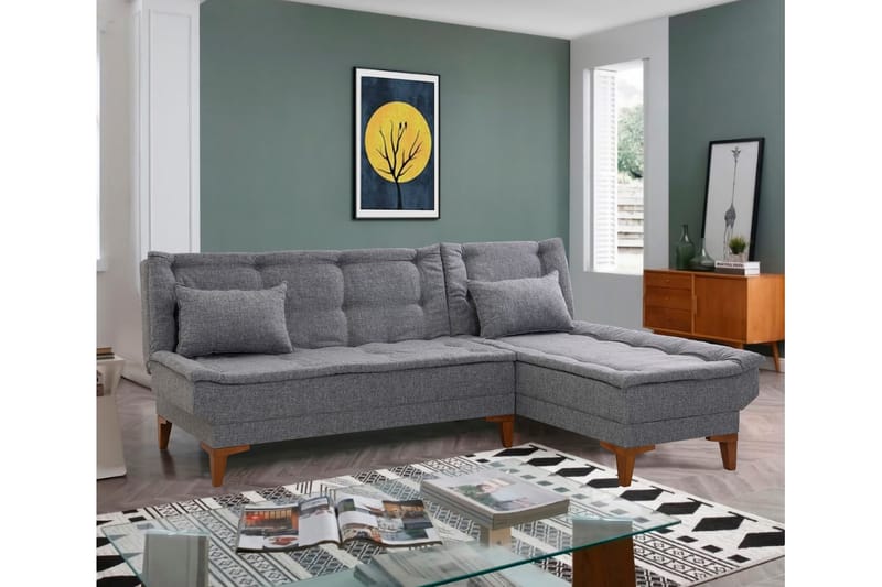 Vuodesohva divaanilla Longburn 4:n ist 107x205 - Tummanharmaa - Huonekalut - Sohva - Vuodesohva