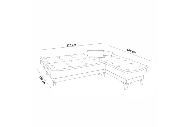 Vuodesohva divaanilla Longburn 4:n ist 107x205 - Tummanharmaa - Huonekalut - Sohva - Vuodesohva