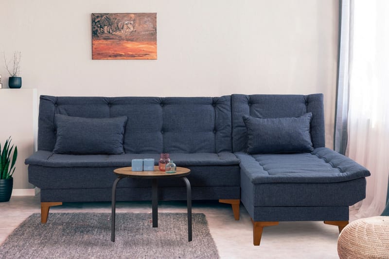 Vuodesohva divaanilla Longburn 4:n ist 107x205 - Tummansininen - Huonekalut - Sohva - Vuodesohva