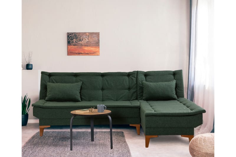Vuodesohva divaanilla Longburn 4:n ist 107x205 - Vihreä - Huonekalut - Sohva - Vuodesohva