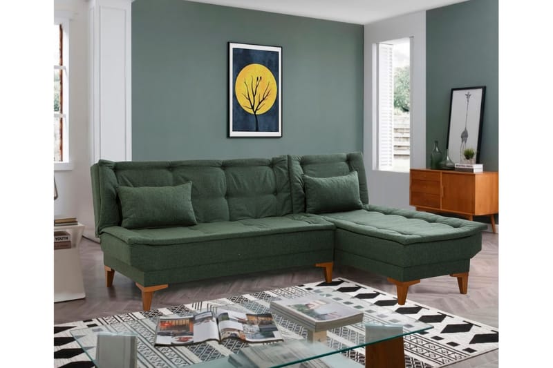Vuodesohva divaanilla Longburn 4:n ist 107x205 - Vihreä - Huonekalut - Sohva - Vuodesohva