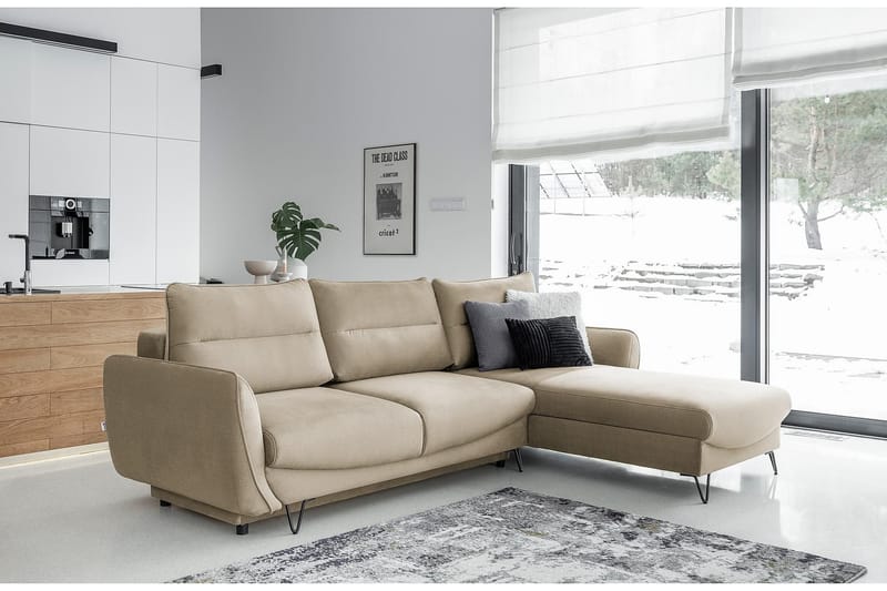 Vuodesohva divaanilla Swentzel Säilytyksellä - Beige - Huonekalut - Sohva - Vuodesohva