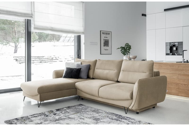 Vuodesohva divaanilla Swentzel Säilytyksellä - Beige - Huonekalut - Sohva - Vuodesohva