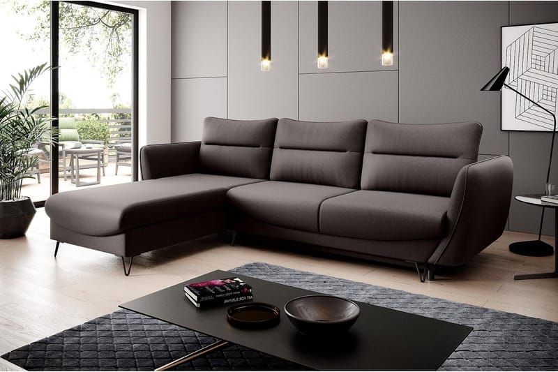 Vuodesohva divaanilla Swentzel Säilytyksellä - Ruskea - Huonekalut - Sohva - Vuodesohva