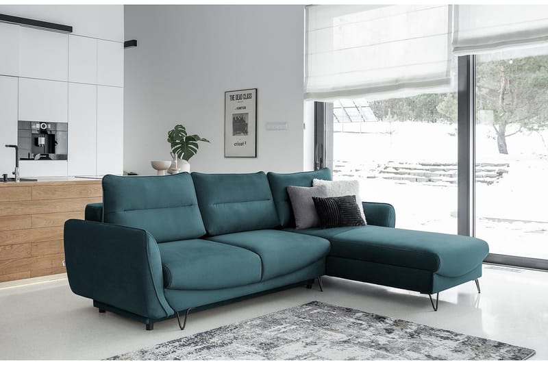 Vuodesohva divaanilla Swentzel Säilytyksellä - Sininen - Huonekalut - Sohva - Vuodesohva
