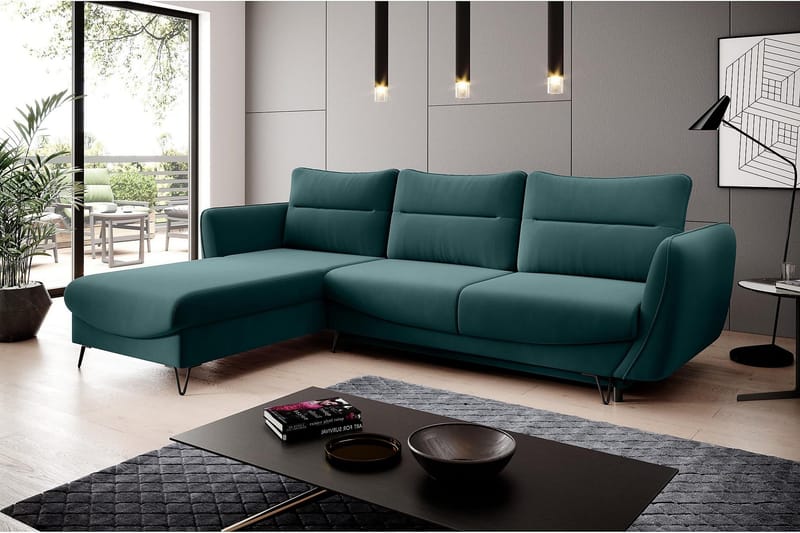 Vuodesohva divaanilla Swentzel Säilytyksellä - Sininen/Vihreä - Huonekalut - Sohva - Vuodesohva