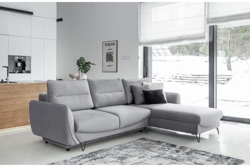 Vuodesohva divaanilla Swentzel Säilytyksellä - Vaaleanharmaa - Huonekalut - Sohva - Vuodesohva