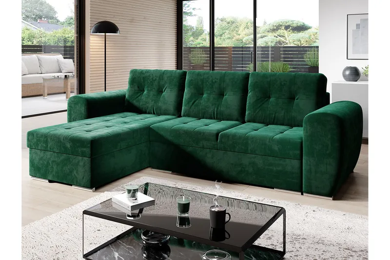 Vuodesohva Divaanilla - Vihreä - Huonekalut - Sohva - Vuodesohva