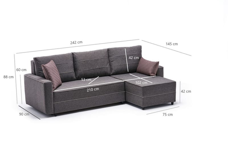 Vuodesohva divaanilla Windwhistle 4:n ist 200x150 - Ruskea - Huonekalut - Sohva - Vuodesohva
