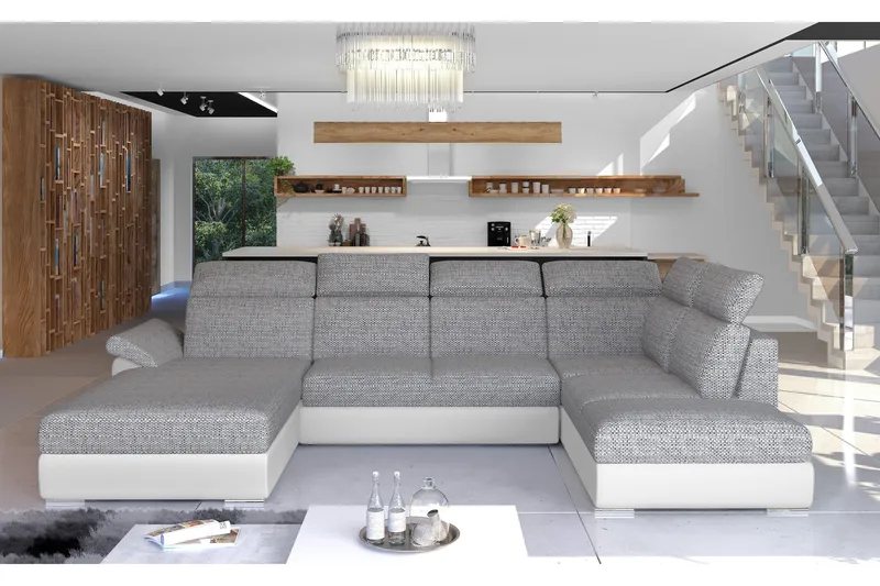 Vuodesohva Emeria tupladivaanilla, Harmaa/Valkoinen