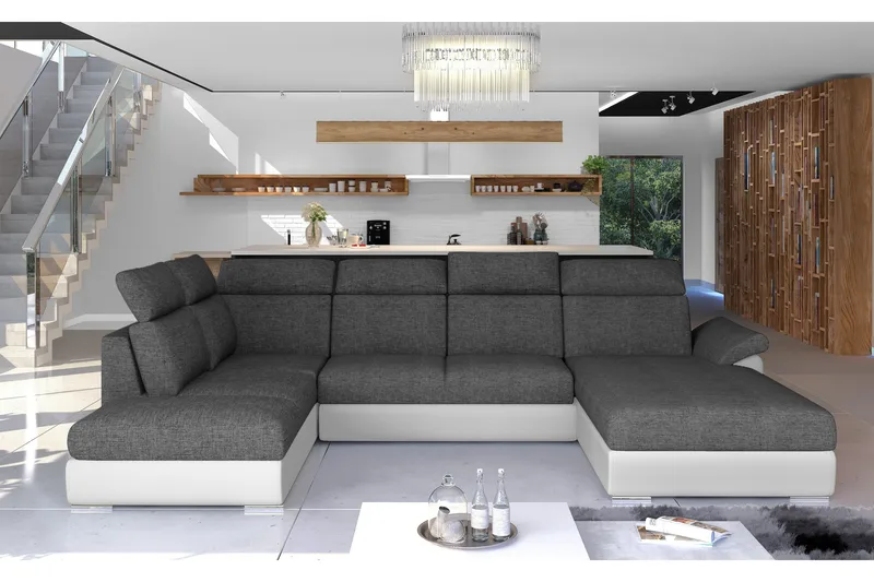 Vuodesohva Emeria tupladivaanilla, Harmaa/Valkoinen