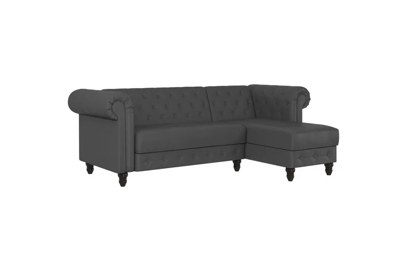Vuodesohva Felix 241x154x83 cm, Harmaa, PU/Puu/Metalli - 241x154x83 cm, Harmaa, PU/Puu/Metalli - Huonekalut - Sohva - Vuodesohva