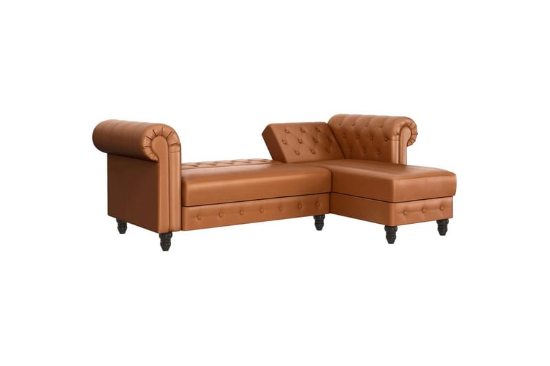 Vuodesohva Felix 241x154x83 cm, Konjakki, PU/Puu/Metalli - 241x154x83 cm, Konjakki, PU/Puu/Metalli - Huonekalut - Sohva - Vuodesohva