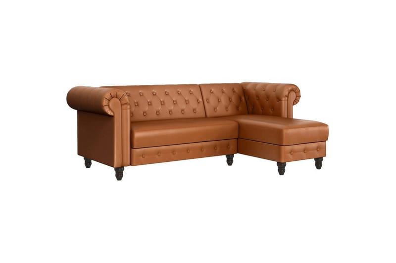 Vuodesohva Felix 241x154x83 cm, Konjakki, PU/Puu/Metalli - 241x154x83 cm, Konjakki, PU/Puu/Metalli - Huonekalut - Sohva - Vuodesohva