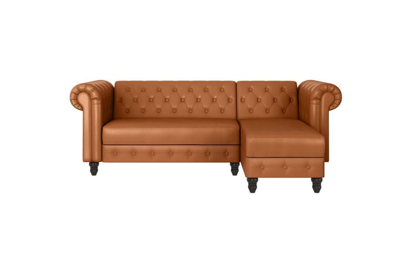 Vuodesohva Felix 241x154x83 cm, Konjakki, PU/Puu/Metalli - 241x154x83 cm, Konjakki, PU/Puu/Metalli - Huonekalut - Sohva - Vuodesohva
