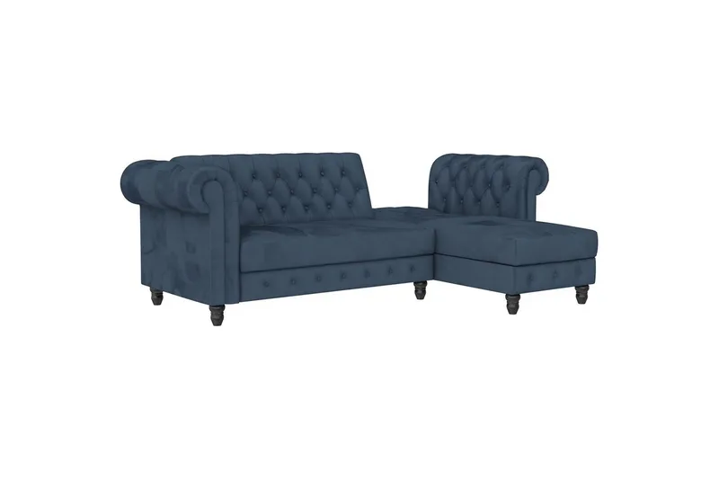Vuodesohva Felix 241x154x83 cm, Sininen, Sametti/Puu/Metalli - 241x154x83 cm, Sininen, Sametti/Puu/Metalli - Huonekalut - Sohva - Vuodesohva