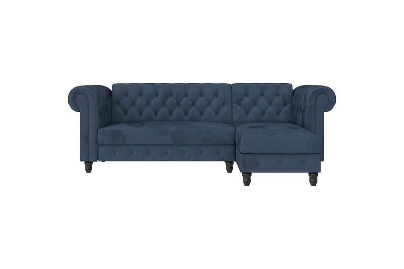 Vuodesohva Felix 241x154x83 cm, Sininen, Sametti/Puu/Metalli - 241x154x83 cm, Sininen, Sametti/Puu/Metalli - Huonekalut - Sohva - Vuodesohva
