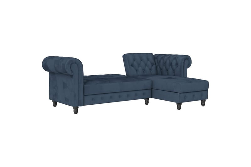 Vuodesohva Felix 241x154x83 cm, Sininen, Sametti/Puu/Metalli - 241x154x83 cm, Sininen, Sametti/Puu/Metalli - Huonekalut - Sohva - Vuodesohva