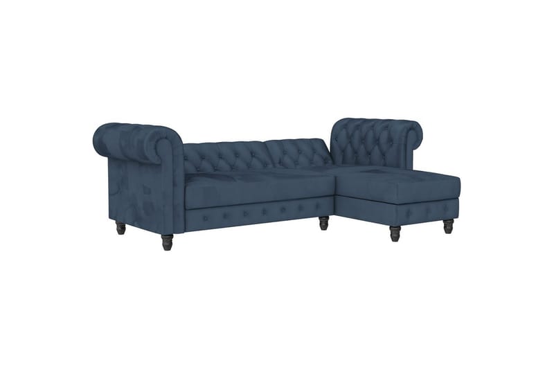 Vuodesohva Felix 241x154x83 cm, Sininen, Sametti/Puu/Metalli - 241x154x83 cm, Sininen, Sametti/Puu/Metalli - Huonekalut - Sohva - Vuodesohva