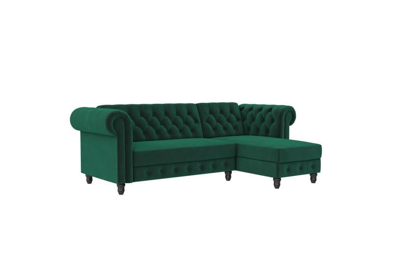 Vuodesohva Felix 241x154x83 cm, Tummanvihreä, Sametti - 241x154x83 cm, Tummanvihreä, Sametti - Huonekalut - Sohva - Vuodesohva