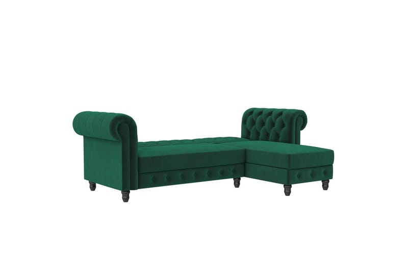 Vuodesohva Felix 241x154x83 cm, Tummanvihreä, Sametti - 241x154x83 cm, Tummanvihreä, Sametti - Huonekalut - Sohva - Vuodesohva