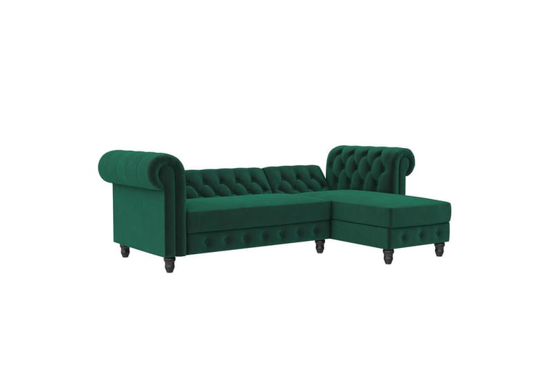 Vuodesohva Felix 241x154x83 cm, Tummanvihreä, Sametti - 241x154x83 cm, Tummanvihreä, Sametti - Huonekalut - Sohva - Vuodesohva