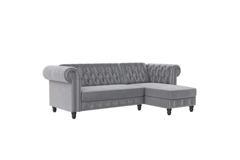 Vuodesohva Felix 241x154x83 cm, Vaaleanharmaa, Sametti, 241x154x83 cm, Vaaleanharmaa, Sametti