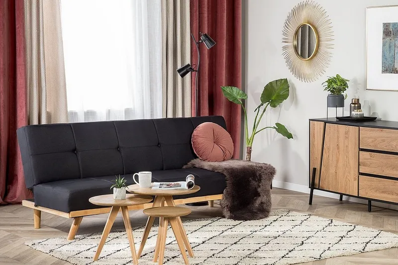 Vuodesohva Froya 183 cm - Beige/Musta - Huonekalut - Sohva - Vuodesohva - 3 istuttava vuodesohva